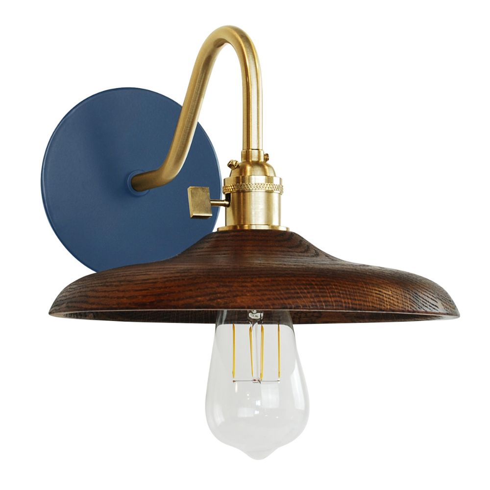 Montclair Lightworks SCL410-50-91 Uno 10" wall sconce, with wood shade,  Navy with Brushed Brass hardware